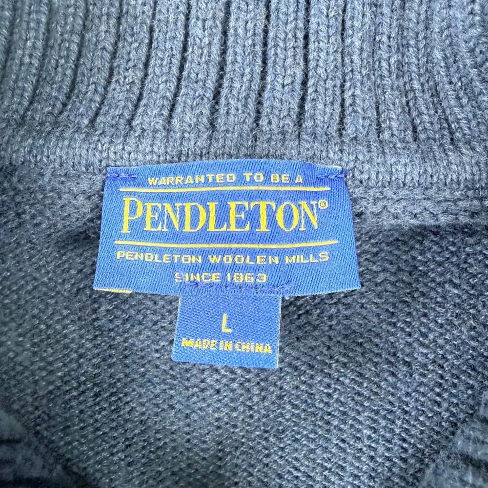 Pendleton Womens Blue 100% Cotton Cable Knit Full Zip Sweater Vest Large - Picture 6 of 7